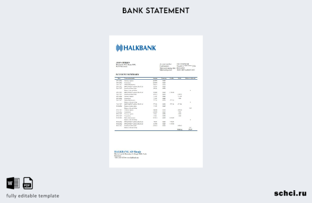 цифровая загрузка шаблона слова банковской выписки Македонии Halkbank